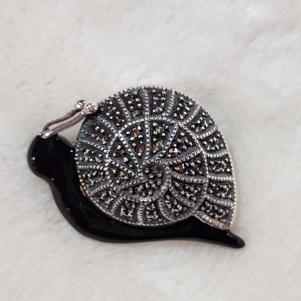 Judith Jack Sterling Snail Brooch with Marcasites, Vintage
